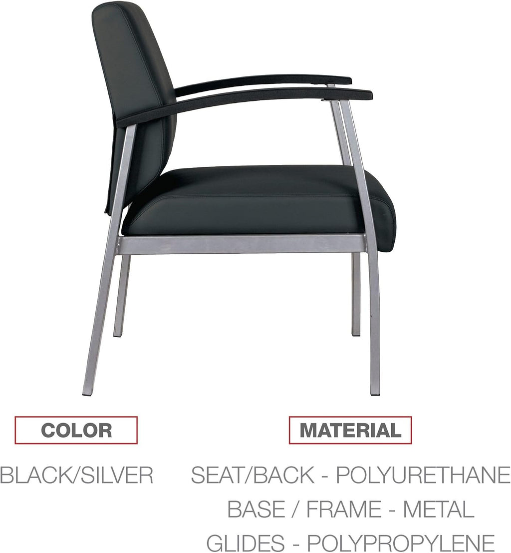 Alera Alera metaLounge Series Mid-Back Guest Chair, 24.6" x 26.96" x 33.46", Black Seat, Black Back, Silver Base