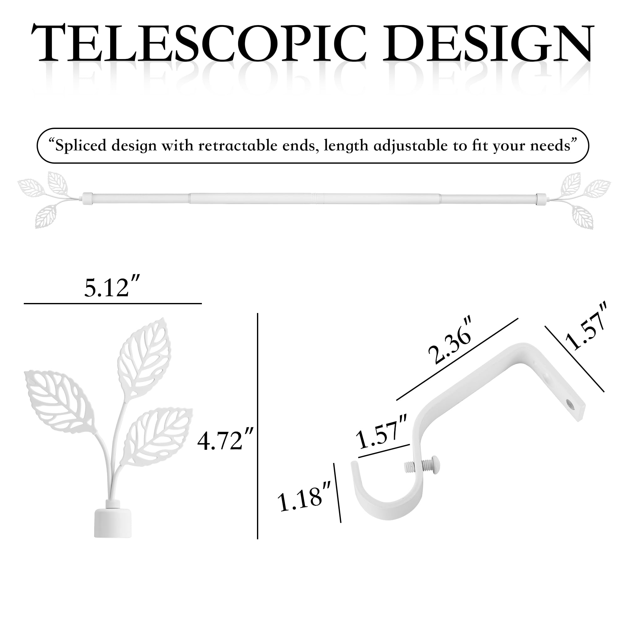 RYB HOME Small Curtain Rod 28 to 48 Inch Adjustable Telescoping Blackout Decorative Drape Rod with Leaf Finial for Cafe Kitchen Kids Bedroom Bathroom Shower Living, Antique Brass, 1 Inch Diameter