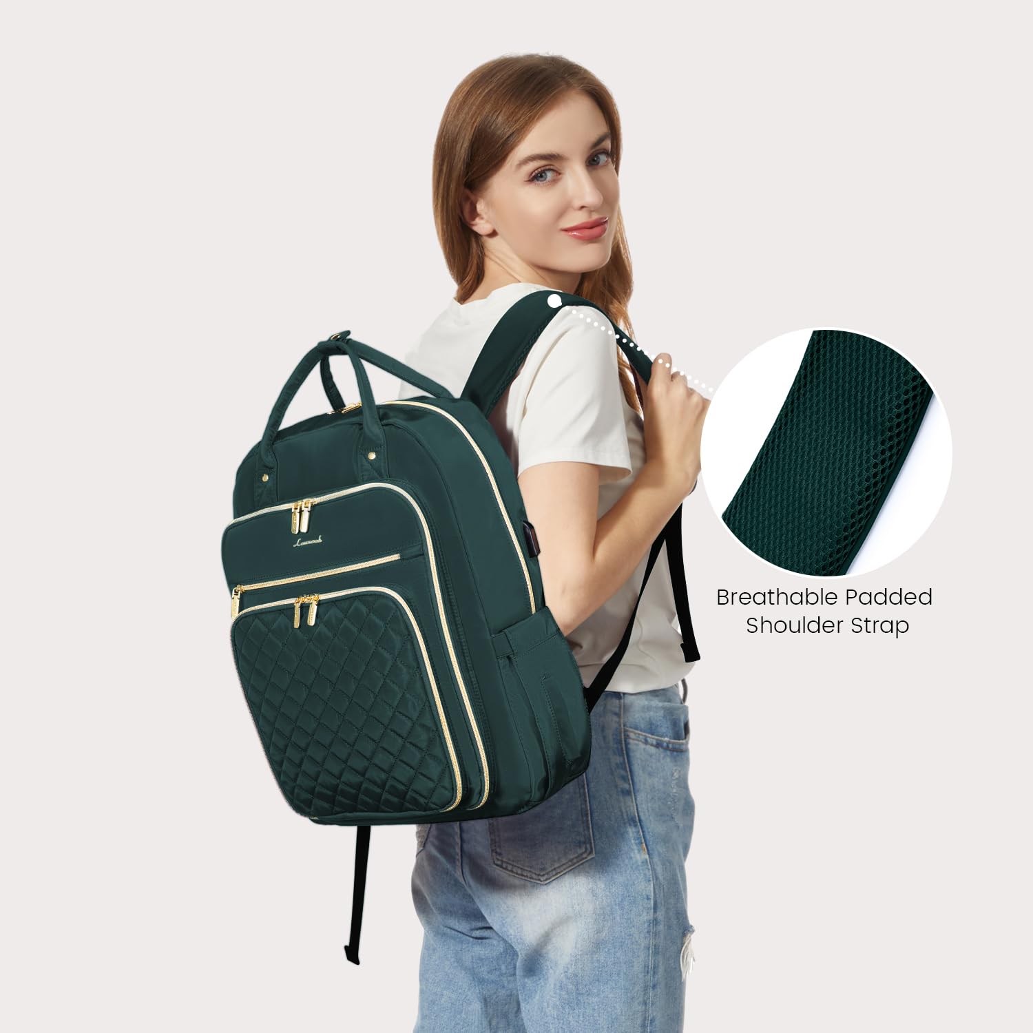 LOVEVOOK Laptop Backpack for Women, Water Resistant Travel Work Backpacks Purse College Business Teacher Nurse Computer bag with USB Charging Port