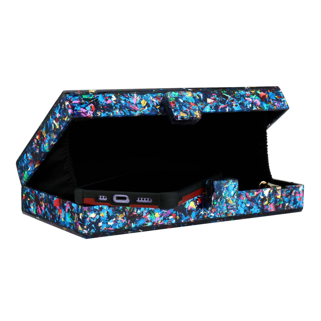 Gets Acrylic Purses and Handbags for Women Multicolor Perspex Geometric Patterns Box Clutch Banquet Evening Crossbody Handbag