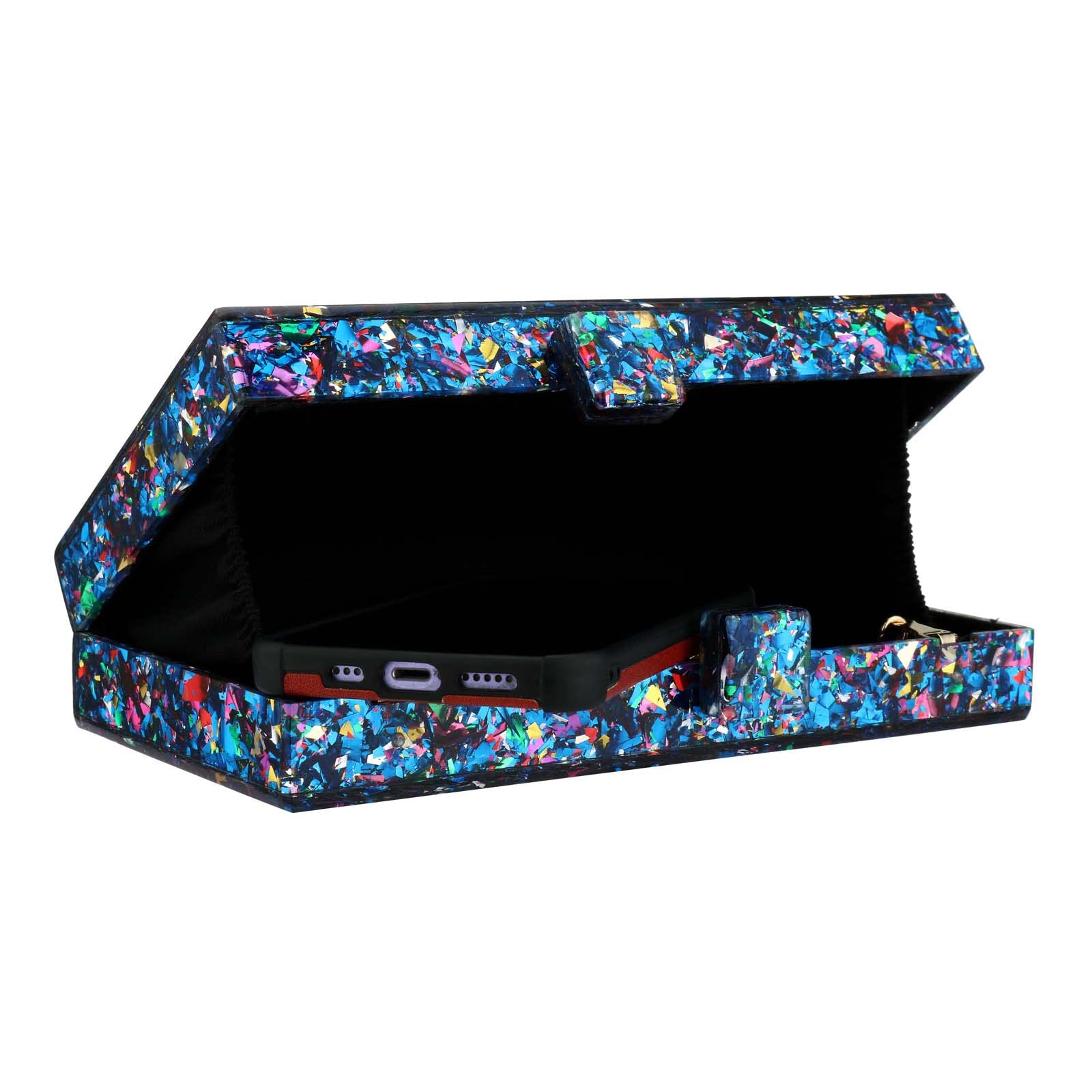 Gets Acrylic Purses and Handbags for Women Multicolor Perspex Geometric Patterns Box Clutch Banquet Evening Crossbody Handbag