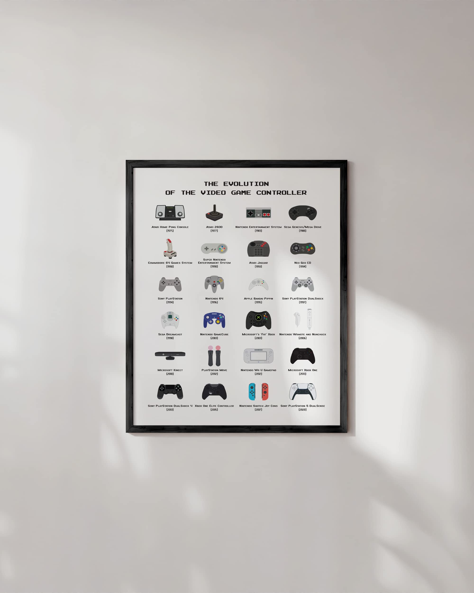 HAUS AND HUES Video Game Art, Video Game Posters for Boys Room, Gaming Room Decor for Boys Wall Decor, Gamer Wall Decor, Gaming Decorations (Beige Frame, 12x16)