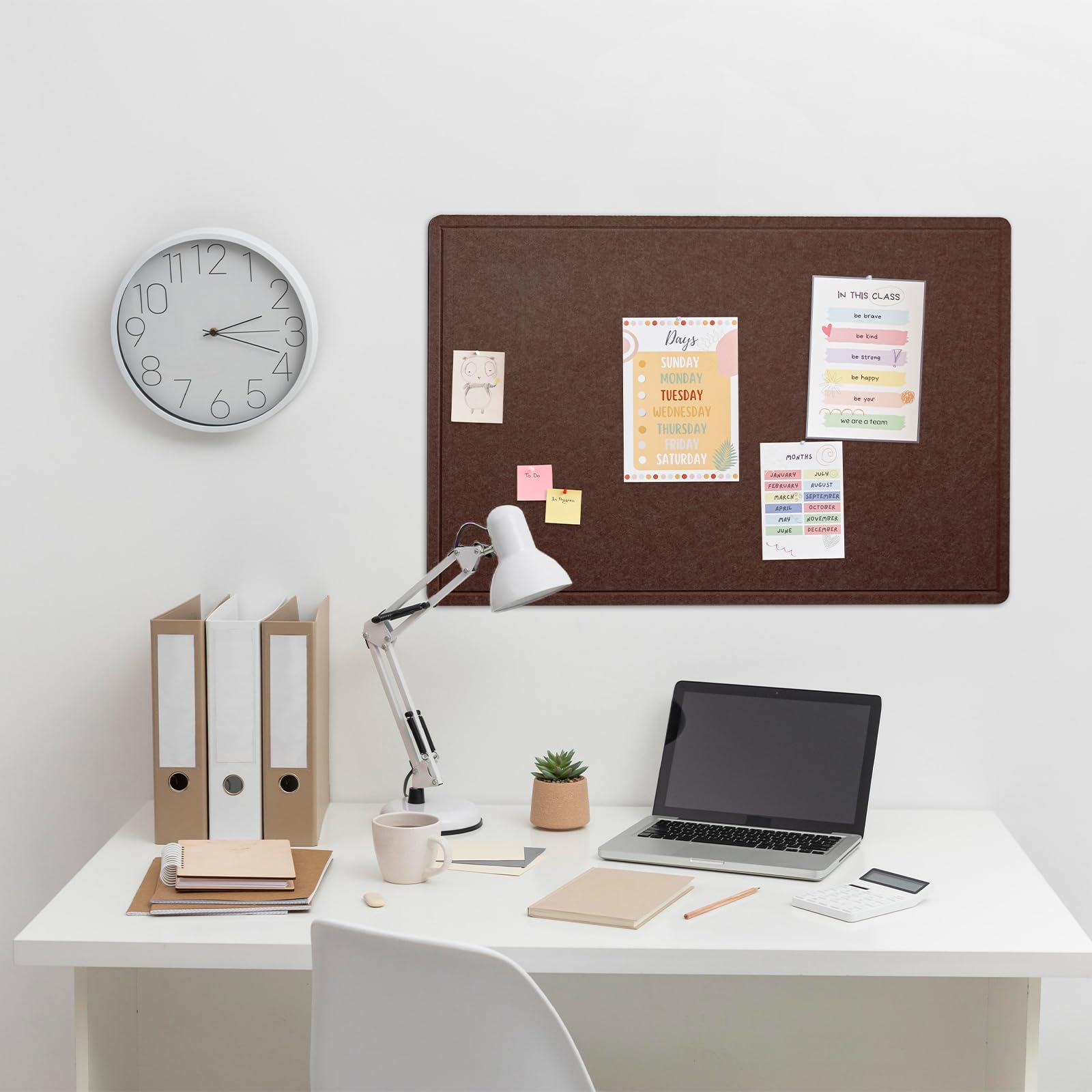 Lightomorrow Bulletin Board, 24 x 18 inches Decorative Felt Pin Board, Vision Board Cork Board Alternative for Wall, Foldable Photo Board Self-Adhesive Vision Board Mood Board with 20 Pushpins - Black