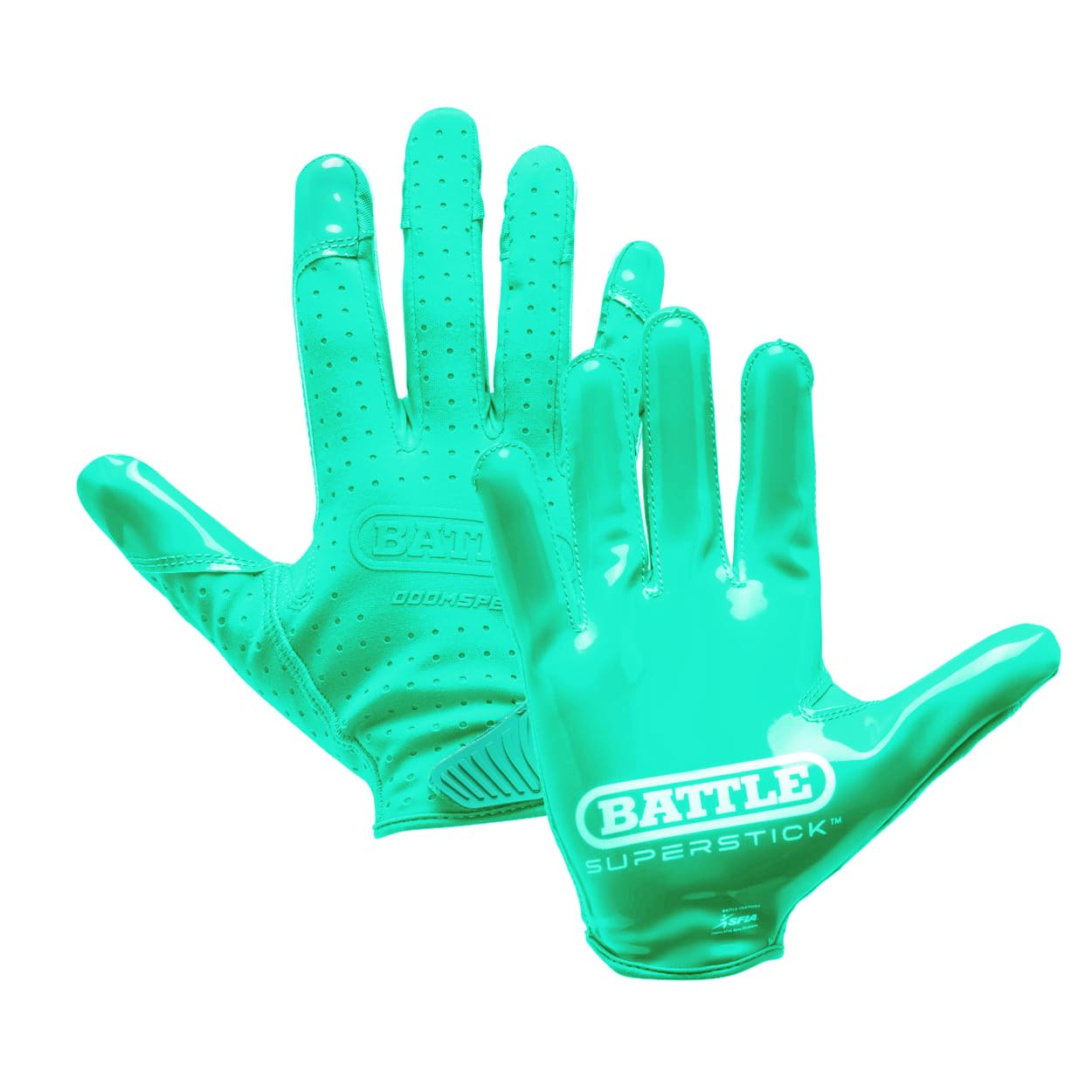 Battle Doom Speed Football Receiver Gloves – Ultra Stick Grip, Compression Fit (Runs Tight – Size Up If Between Sizes), Youth & Adult Football Gloves