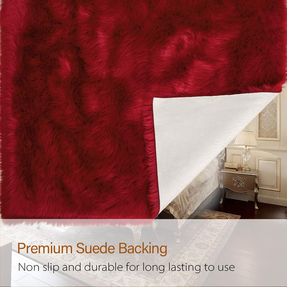 LOCHAS Soft Fluffy Faux Fur Rugs for Bedroom Bedside Rug 2x3 Feet, Washable, Furry Sheepskin Area Rug for Living Room Girls Room, Luxury Shag Carpet Home Decor, Beige