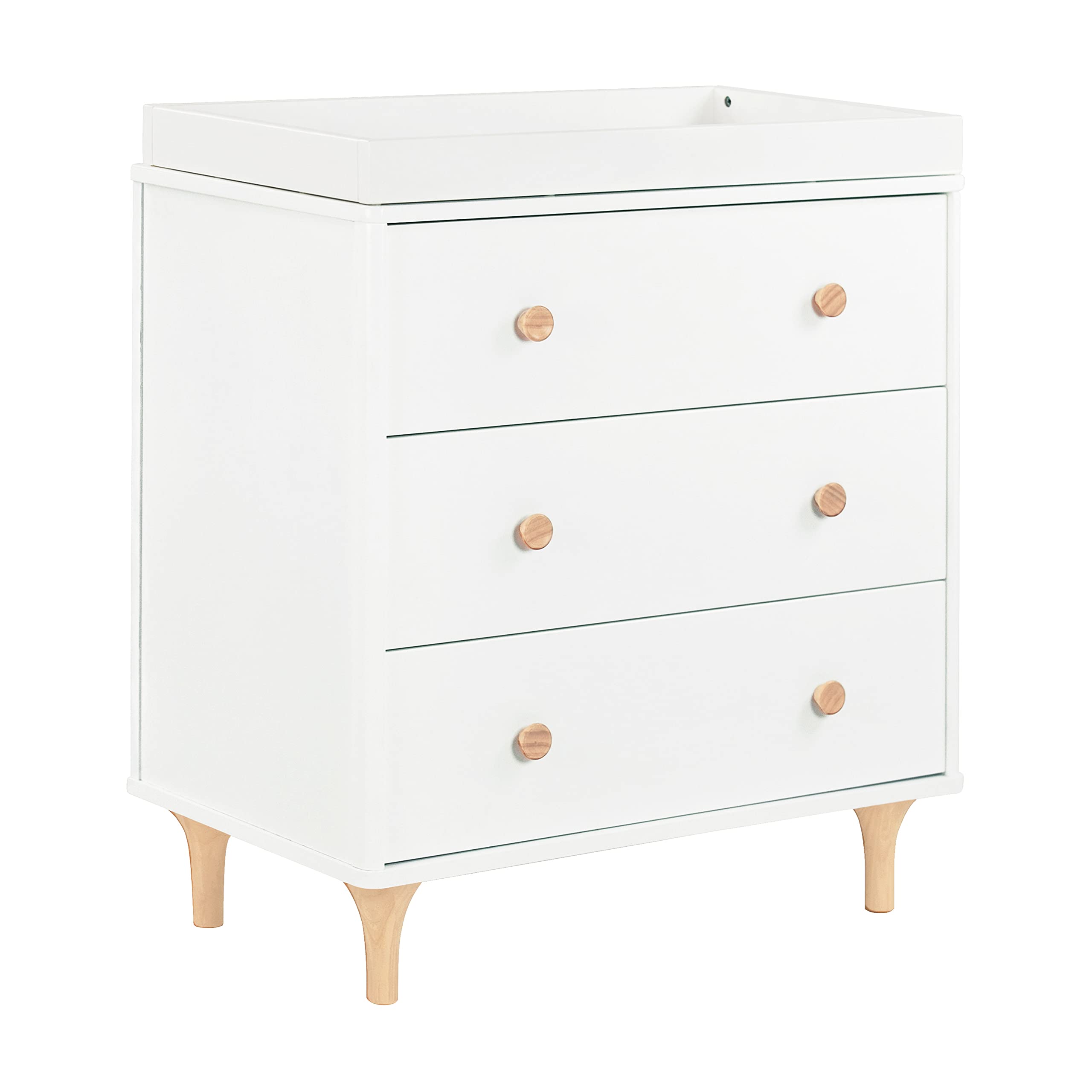 Babyletto Lolly 3-Drawer Changer Dresser with Removable Changing Tray in Natural Walnut, Greenguard Gold Certified