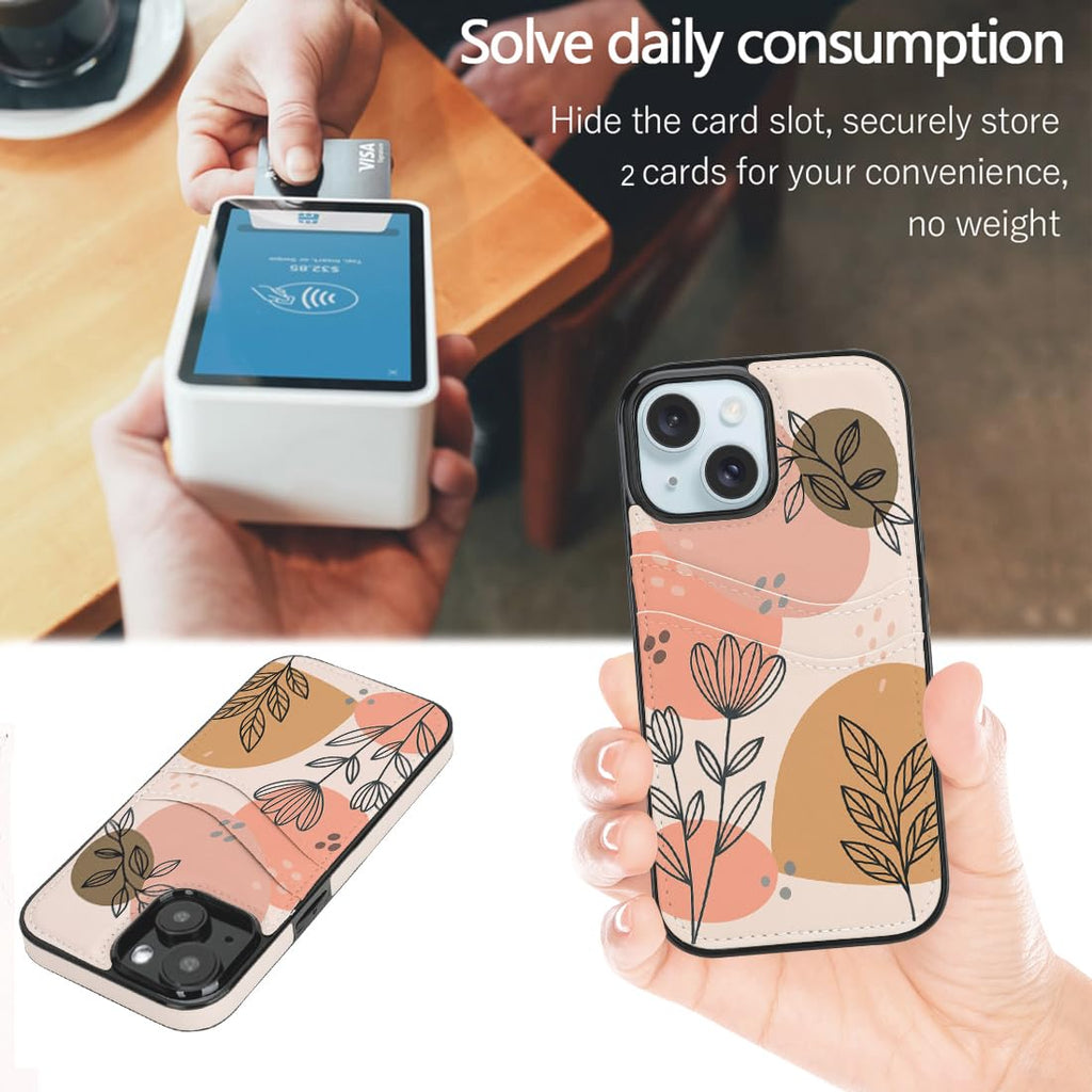 for iPhone 11 6.1 inch Case with Card Holder Soft Leather Wallet Case Protective Shockproof Hard Cover for Women Man (Blue Floral, iPhone 11 6.1 inch)