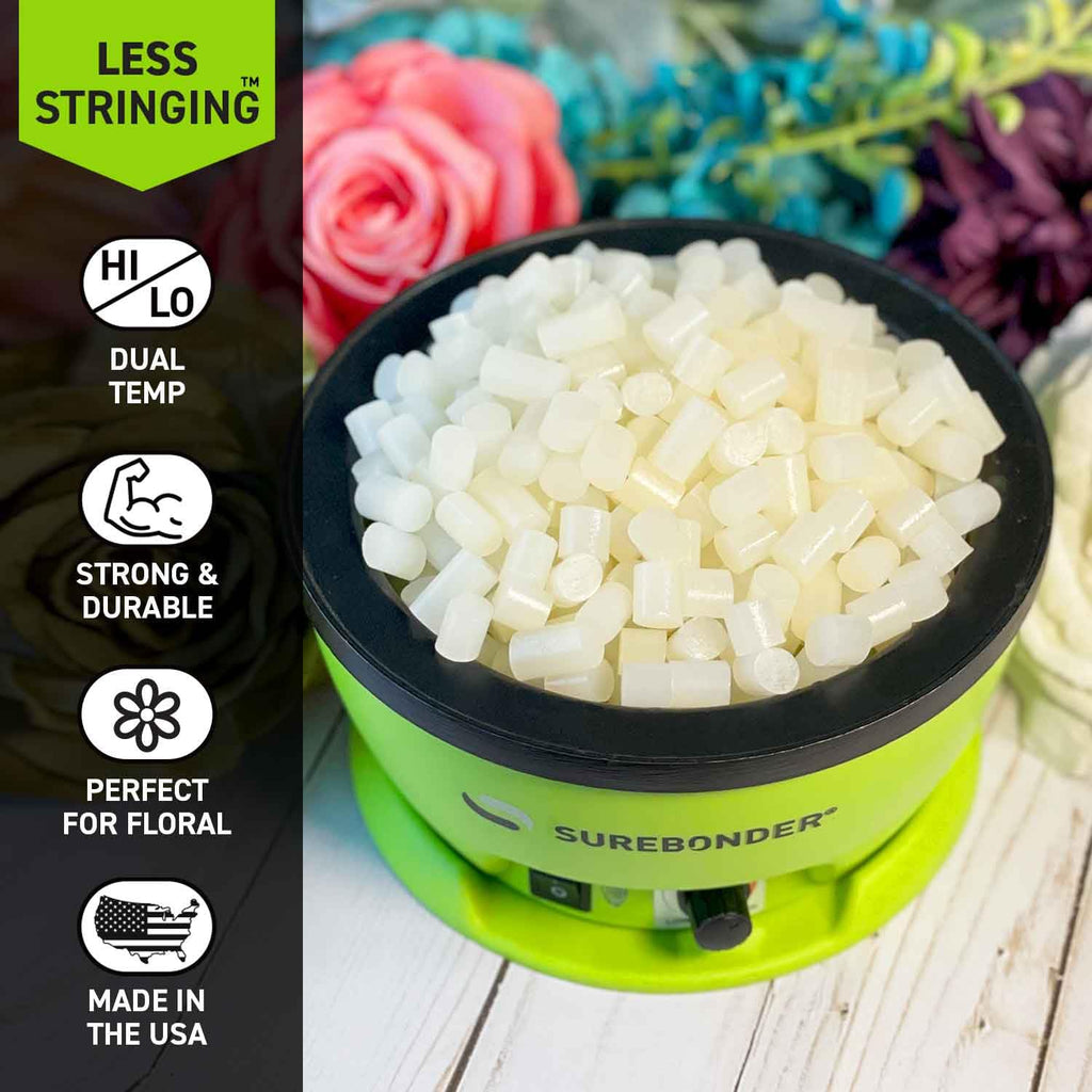 Surebonder B-2001 Less Stringing Skillet Glue Cube Pellets for Crafts and Floral Projects, 1 lb Bag, Use in Surebonder Glue Skillets, Cream Color