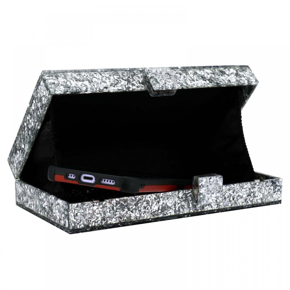 Gets Acrylic Purses and Handbags for Women Multicolor Perspex Geometric Patterns Box Clutch Banquet Evening Crossbody Handbag