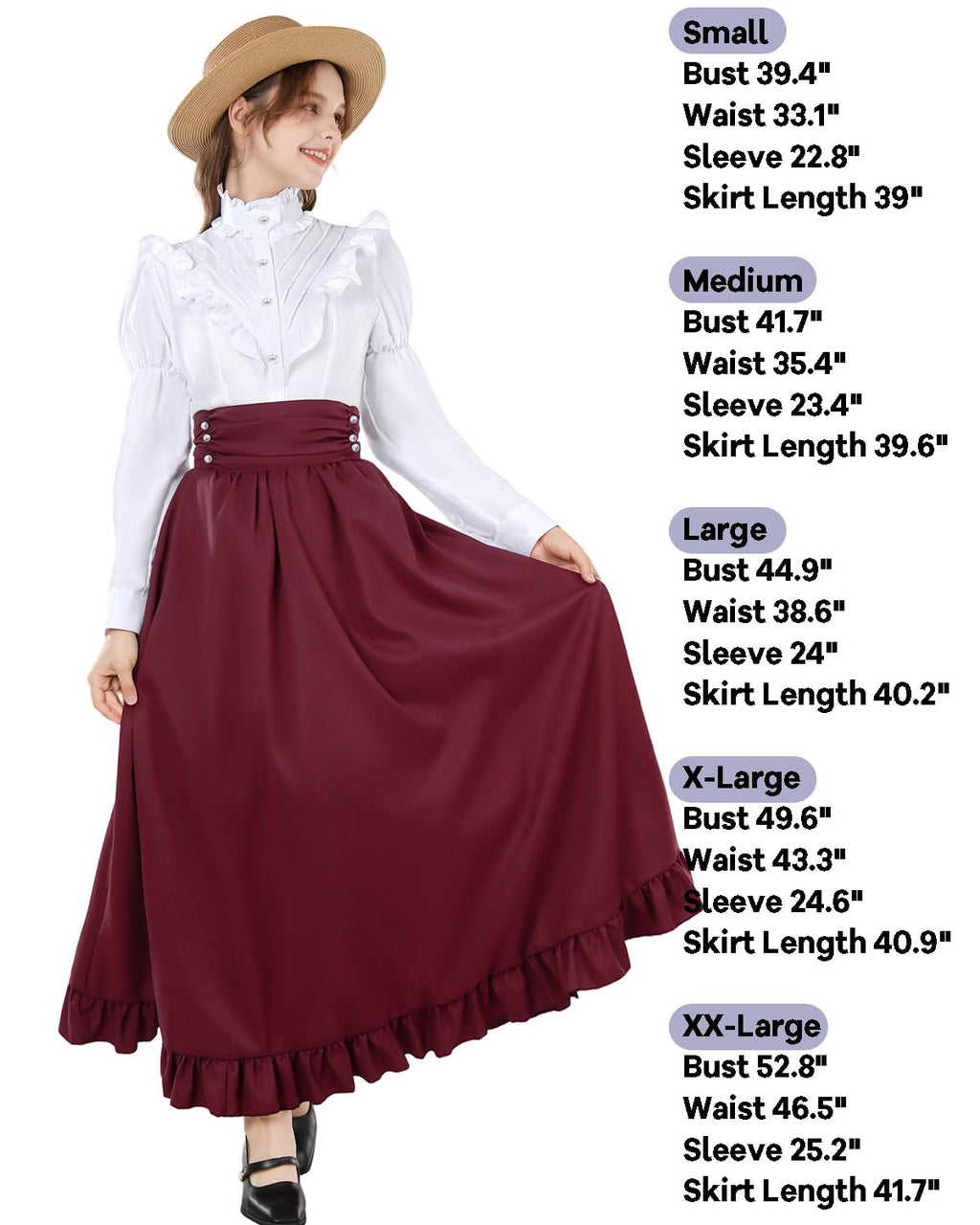 Victorian Dress for Women 2-Pieces 1800s Edwardian Dress Ball Gown Renaissance Costume