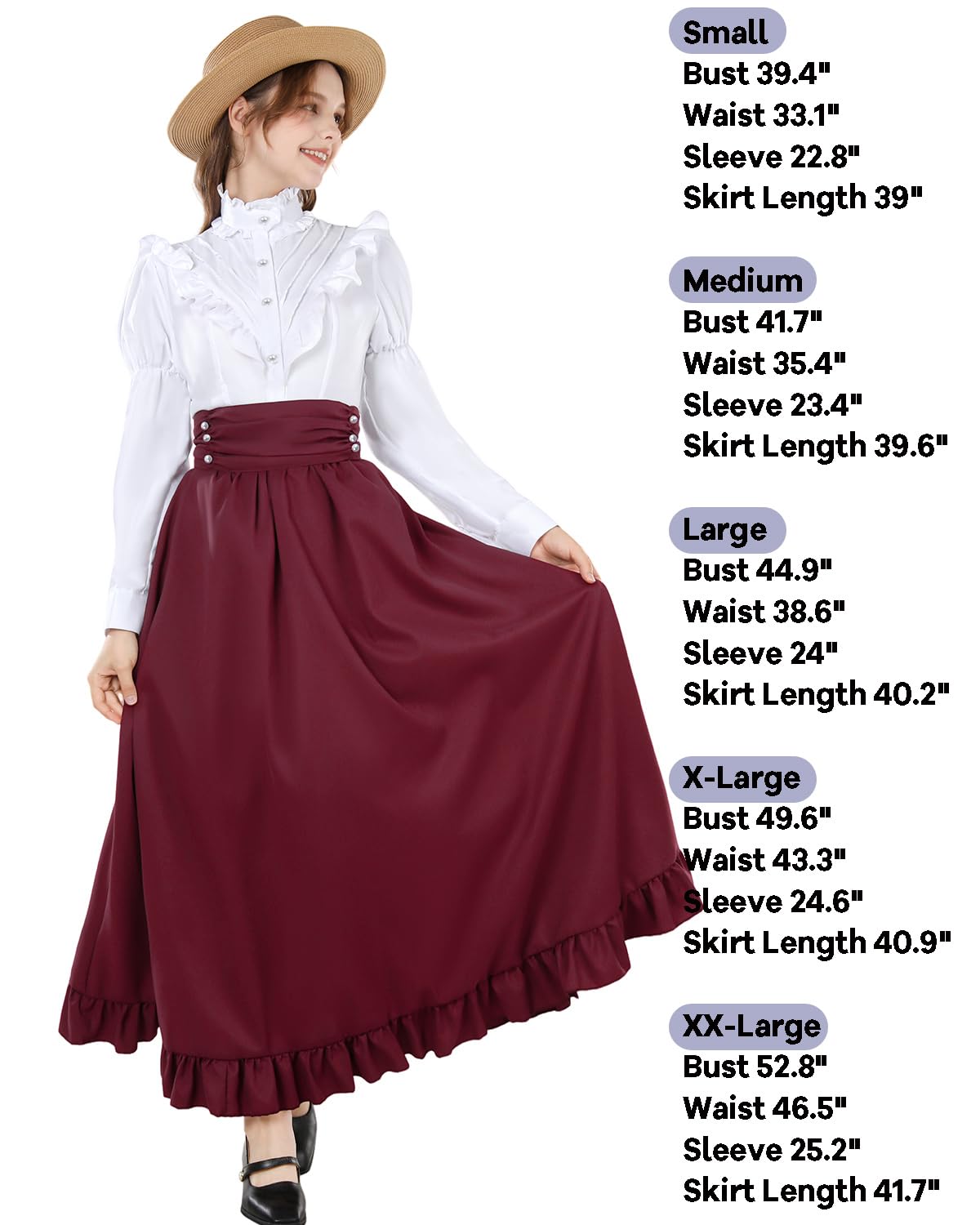 Victorian Dress for Women 2-Pieces 1800s Edwardian Dress Ball Gown Renaissance Costume