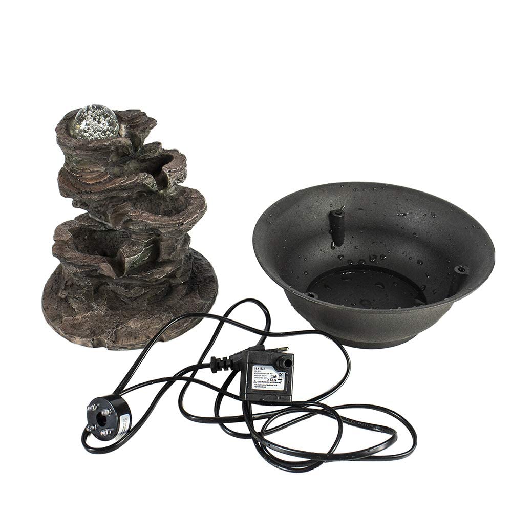 Ferrisland Tabletop Water Fountain, Zen Meditation Indoor Waterfall Fountain, Heart Shape Decoration with LED Light for Home Office Bedroom Relaxation Decor, Gift Ideas