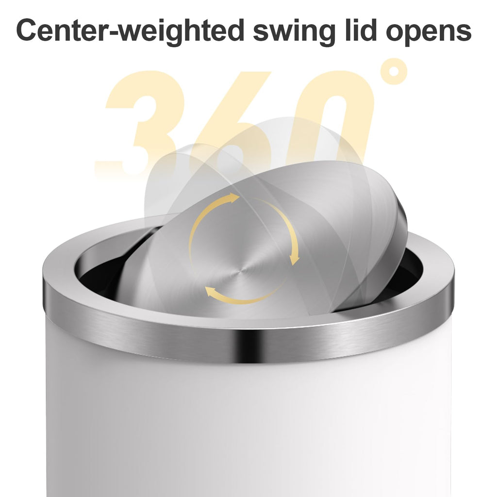 Mini Trash Can with Lid, Desktop Small Trash Can Recycling Bin Cute Metal Garbage Can for Tabletop Countertop Use,Stainless Steel 0.4Gal/1.5L Waste Bin for Office Parlor Car Bedroom,Swing Lid Open
