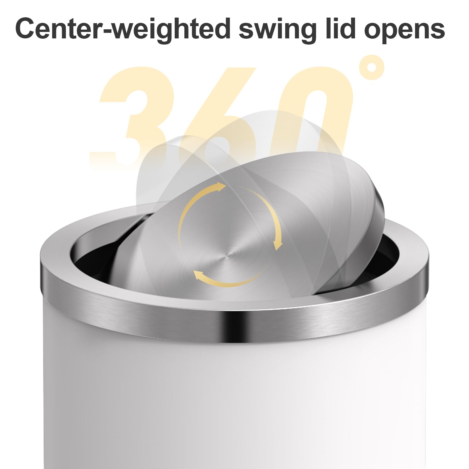 Mini Trash Can with Lid, Desktop Small Trash Can Recycling Bin Cute Metal Garbage Can for Tabletop Countertop Use,Stainless Steel 0.4Gal/1.5L Waste Bin for Office Parlor Car Bedroom,Swing Lid Open