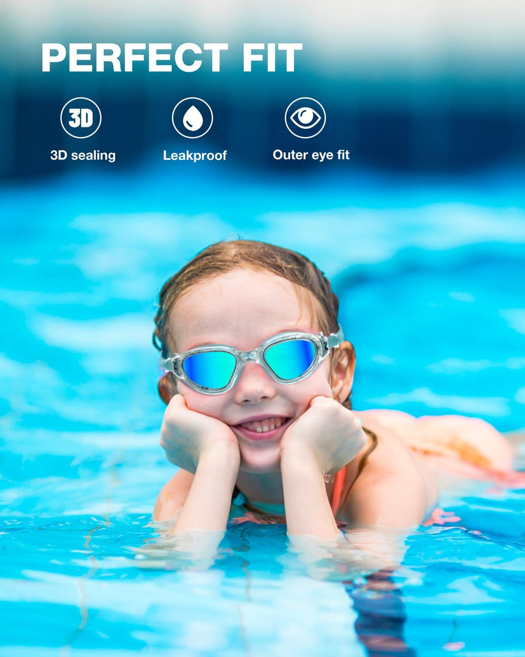 ZIONOR Kids Swim Goggles, G1MINI SE No Leak Anti-Fog Goggles for Kids 6-14, Soft Silicone Comfort Fit, Easy Adjust Strap