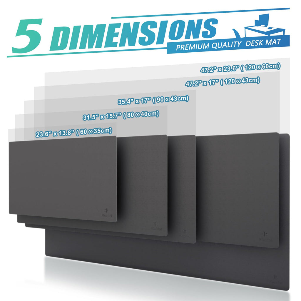 K KNODEL Small Office Leather Desk Mat, Mouse and Keyboard Pad, Computer and Laptop Mat, Desktop Protector and Cover, Writing Pad and Blotter (23.6"x13.8", Black)