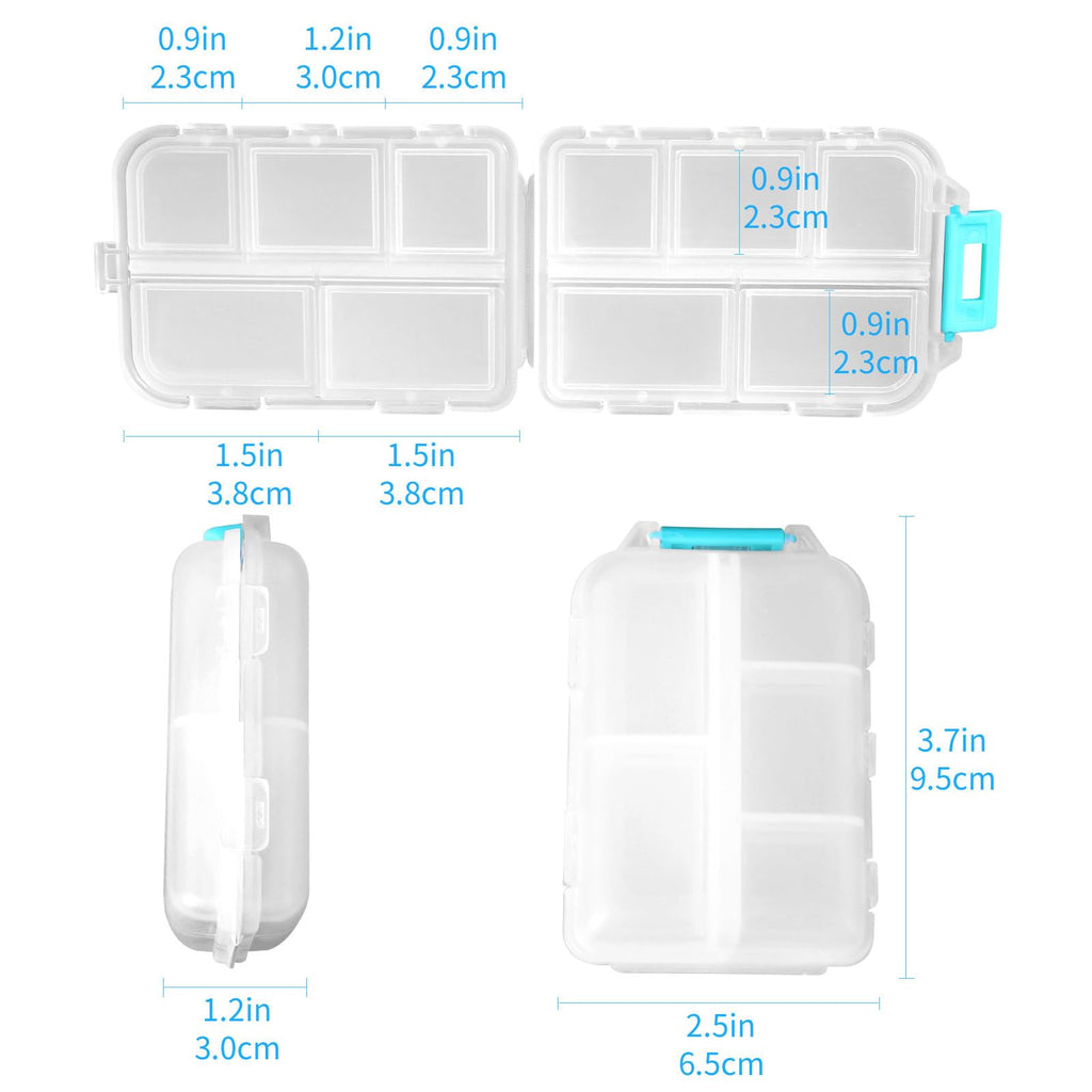 1Pack Travel Pill Organizer - 10 Compartments Pill Case, Compact and Portable Pill Box, Perfect for On-The-Go Storage, Pill Holder for Purse Blue
