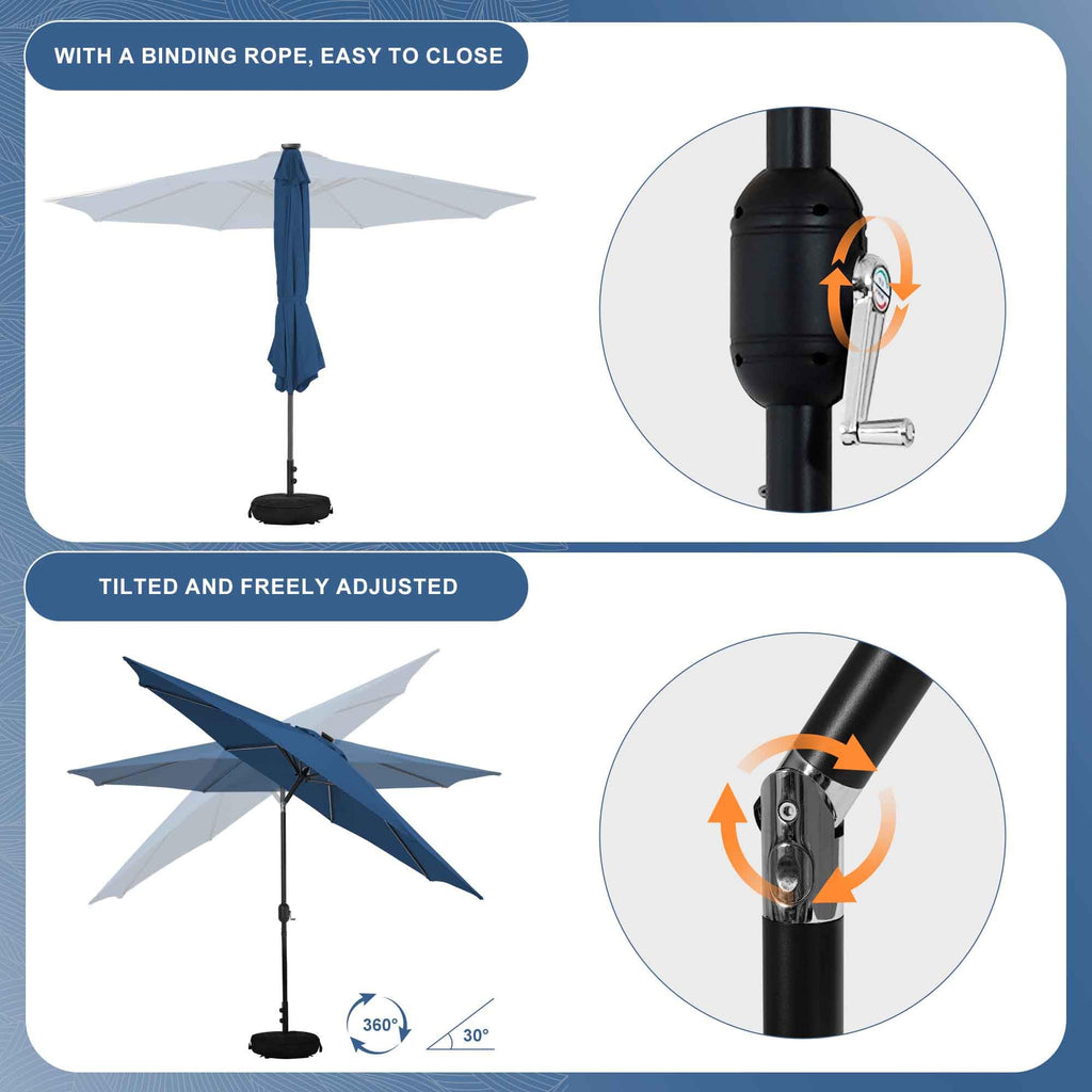 Sundale Outdoor 9FT Patio Umbrella with Sand Bag Umbrella Base, Outdoor Umbrella with Tilt and Crank, Beige