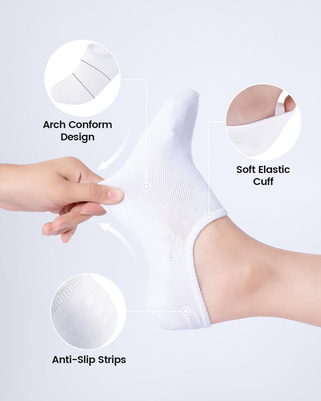 IDEGG No Show Socks Women 10 Pairs Low Cut Anti-Slid Novelty Athletic Casual Invisible Liner Socks
