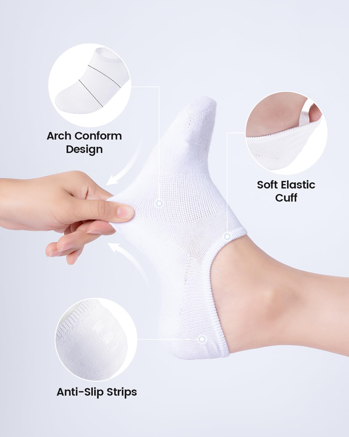 IDEGG No Show Socks Women 10 Pairs Low Cut Anti-Slid Novelty Athletic Casual Invisible Liner Socks