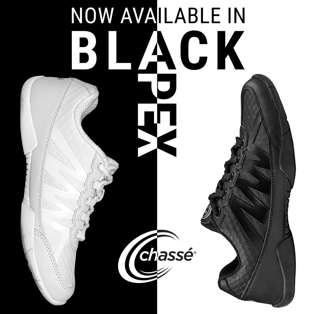 chassé Apex Cheerleading Shoes - White and Black Cheer Shoes for Girls
