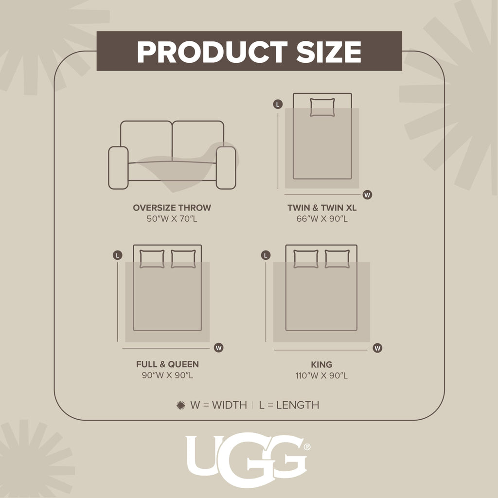 UGG Adalee Faux Fur Twin Size Blanket, Warm Cozy Blanket, Extra Large Throw for Sofa, Washable Bedding for Twin XL Size Bed, Cute Room Decor, 66" x 90", Oyster Brown