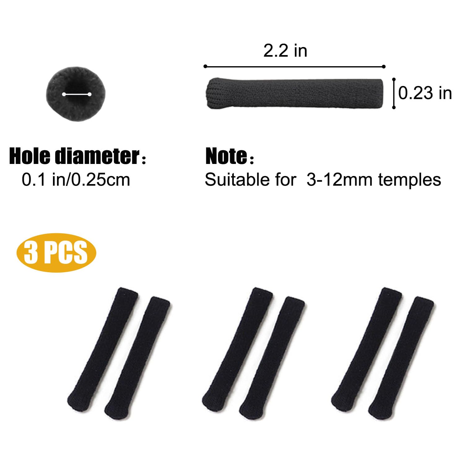 Yauende Soft Knitting Cotton Glasses Ear Cushion, Eyeglasses Temple Tips Sleeve, Non-Slip Comfortable Elastic