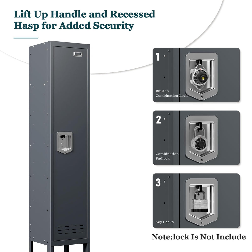 Lockers,Metal Locker, (Beige, 1 Door - (66.15" H x 11.8" W x 11.8" D))