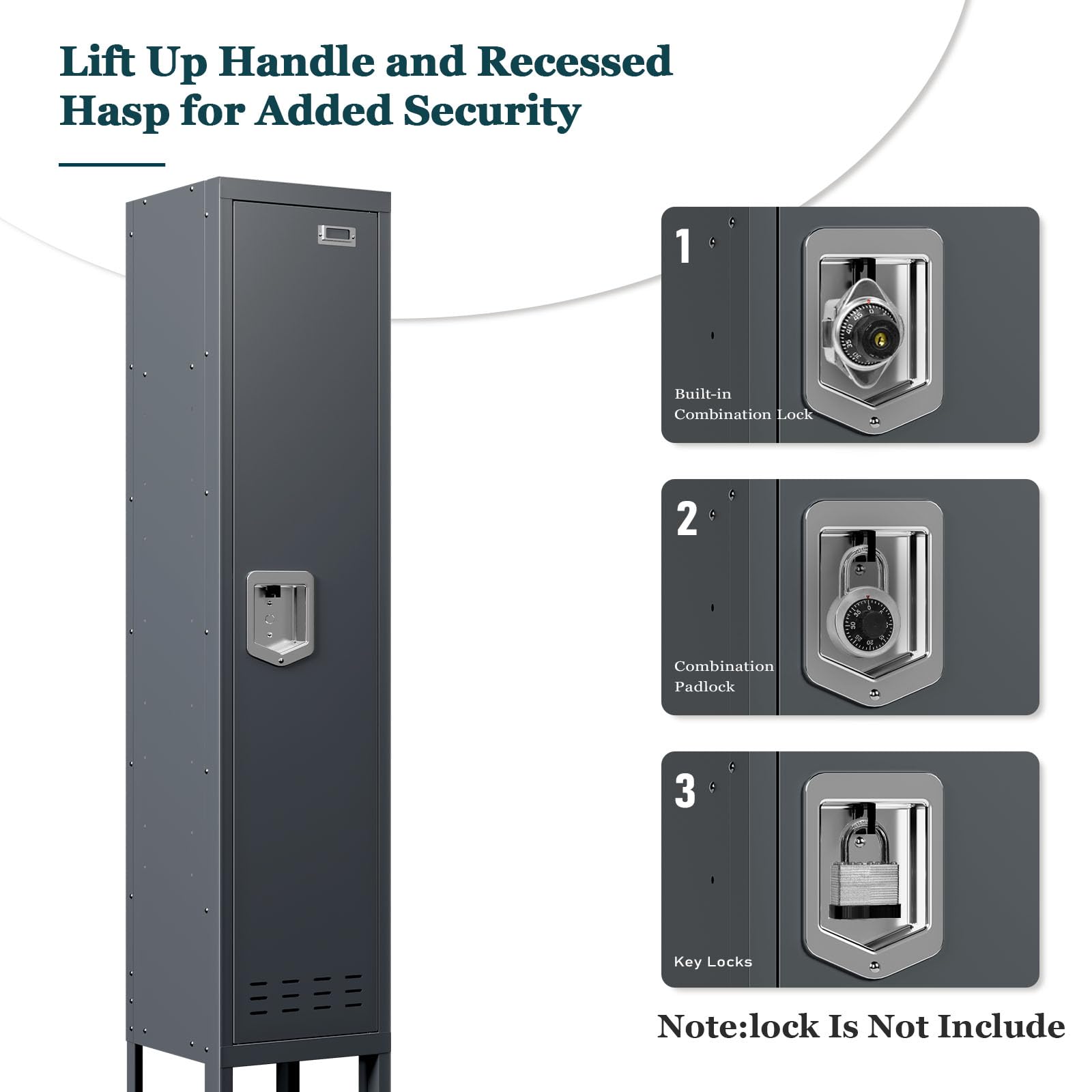 Lockers,Metal Locker, (Beige, 1 Door - (66.15" H x 11.8" W x 11.8" D))