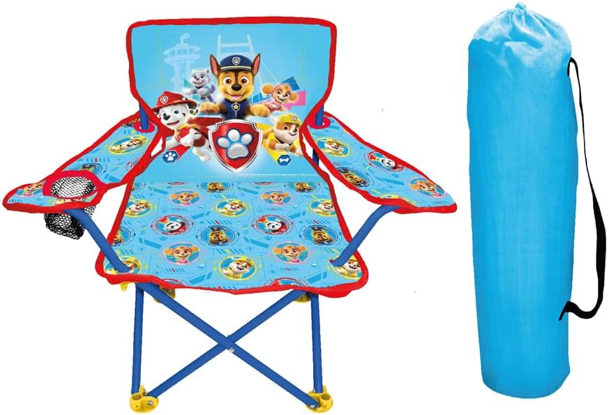 Paw Patrol Kids Camping Chair, Camp Fold N Go Chair with Carry Bag