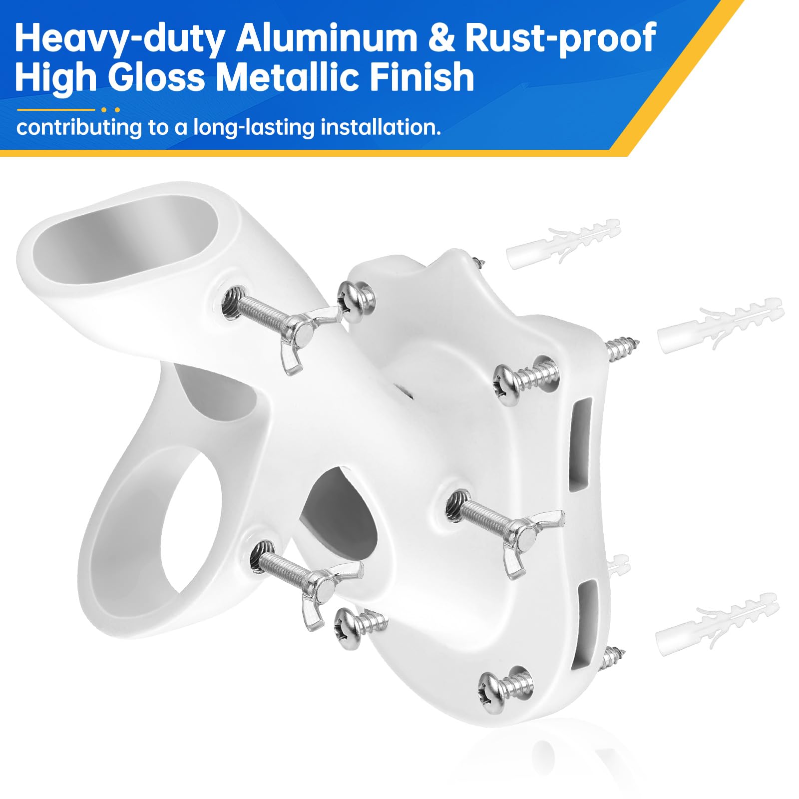 Flag Pole Holder, Anovo Flag Pole Brackets Mount Outside House Heavy-Duty Aluminum Metal Rust Proof Bracket 1" Inner Diameter 2 Positions with Hardwares for Outdoor Wall Mounting Porch(Black-1 Pack)