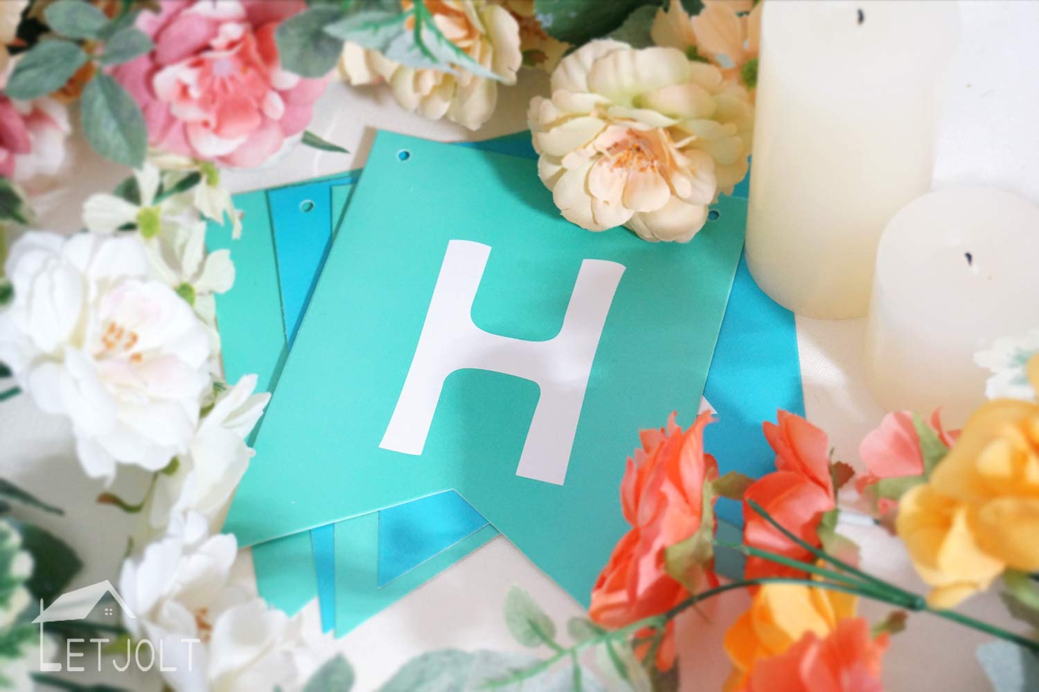 Letjolt Mint Blue Happy Birthday Banner Party Signs 13 Pcs | Supplies for Birthday Party Decorations Nursery Decor