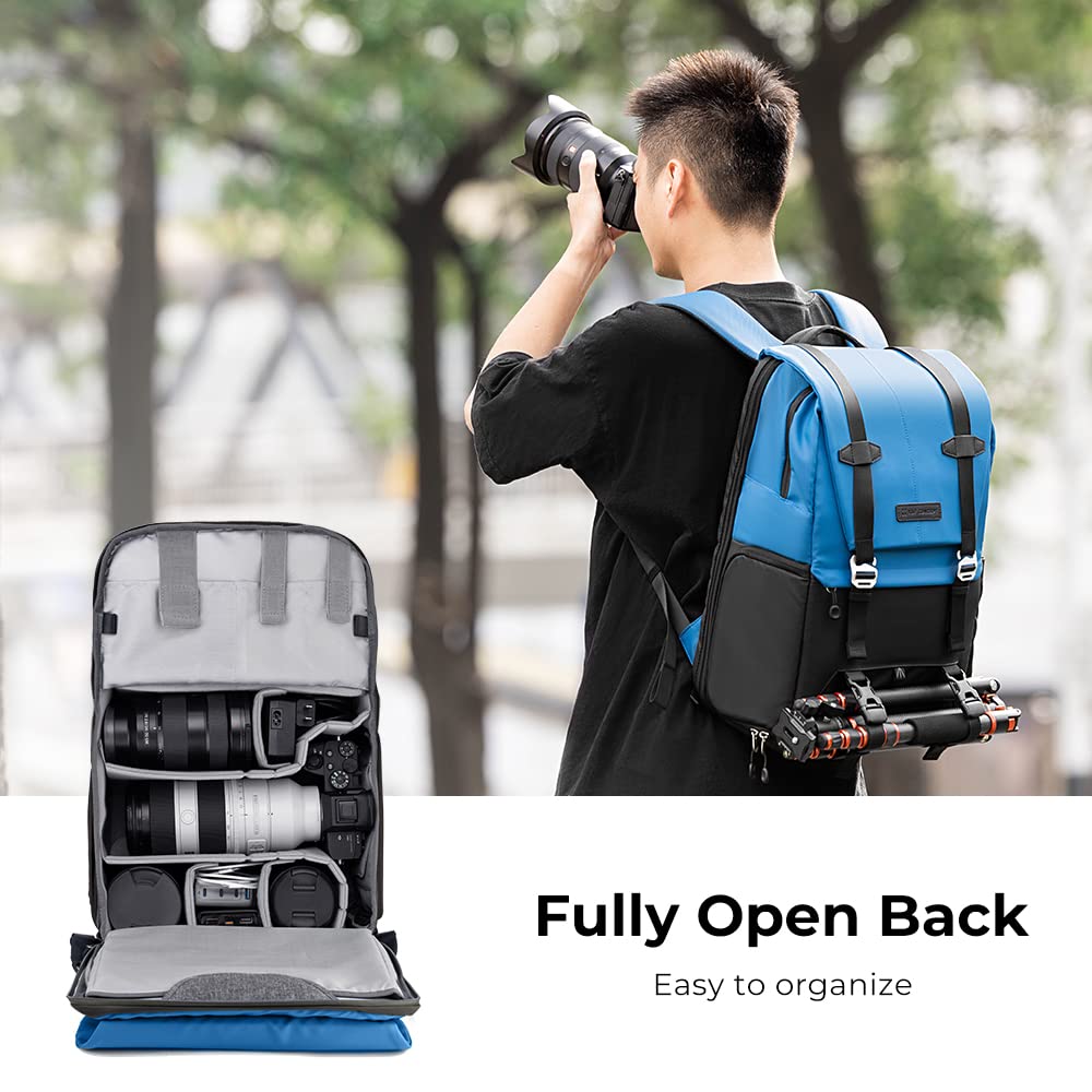 K&F CONCEPT Camera Backpack, Camera Bags for Photographers Dslr Cameras Compatible for Canon Nikon Sony DJI Mavic Drone, 20L Large Capacity Bag Cover 15.6 Inch Laptop Camera Cases with Raincover