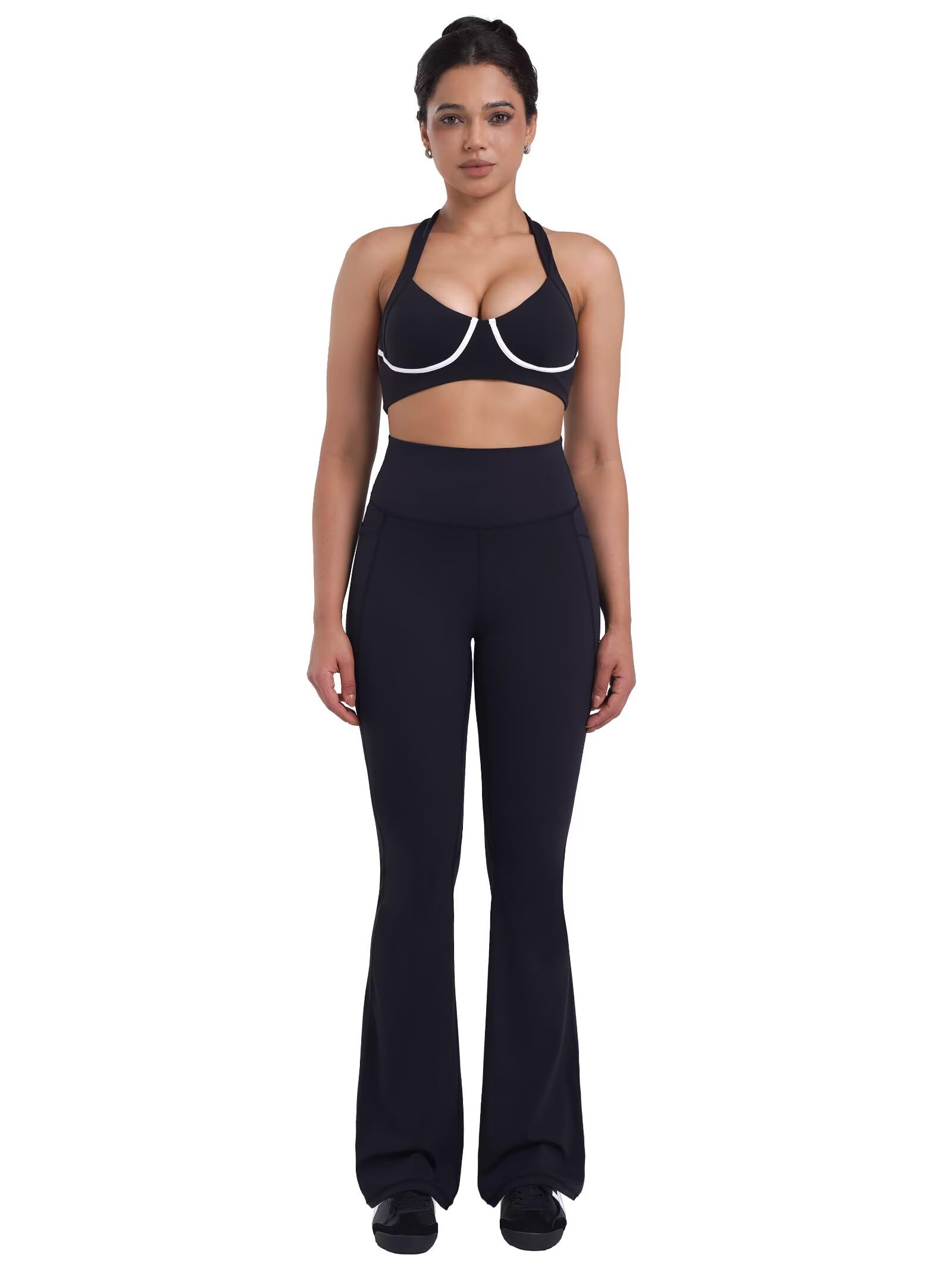 Sunzel Women Mini Flare Leggings with Pockets Breathable Bootcut Yoga Pants | Mini Flare, Buttery Soft, High Stretchy, High Waisted Tummy Control, Gym Clothes, Workout Casual Dance