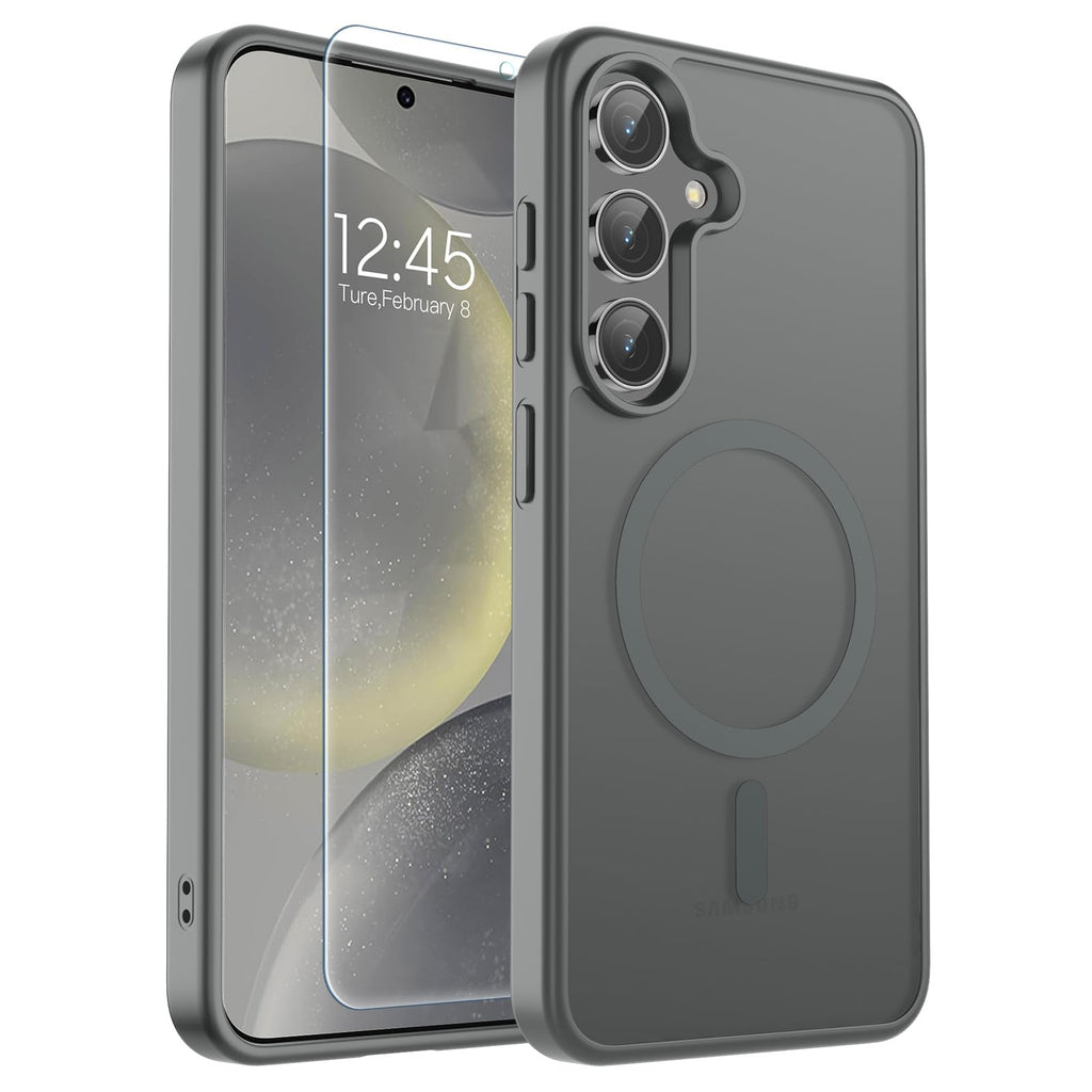 SUPFINE Magnetic for Google Pixel 10 Pro XL Case with Screen Protector, (Built-in Magnets) ((Military Grade Drop Protection) Slim Translucent Shockproof Phone Case,Black