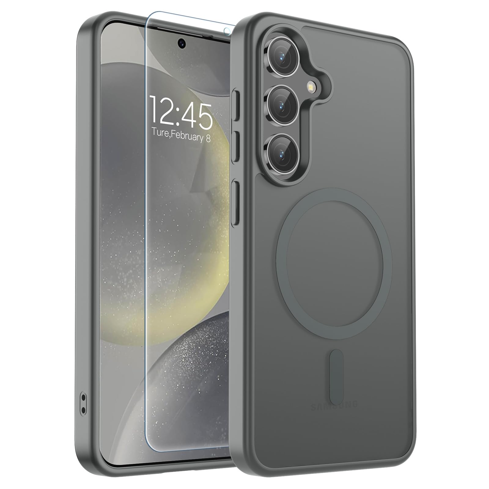 SUPFINE Magnetic for Google Pixel 10 Pro XL Case with Screen Protector, (Built-in Magnets) ((Military Grade Drop Protection) Slim Translucent Shockproof Phone Case,Black