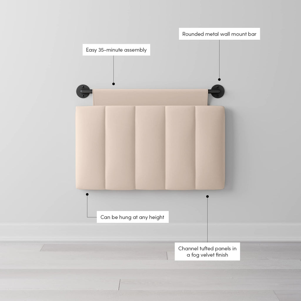 Nathan James Harlow Modern Wall Mount Hanging Headboard, Queen, Brown Faux Leather