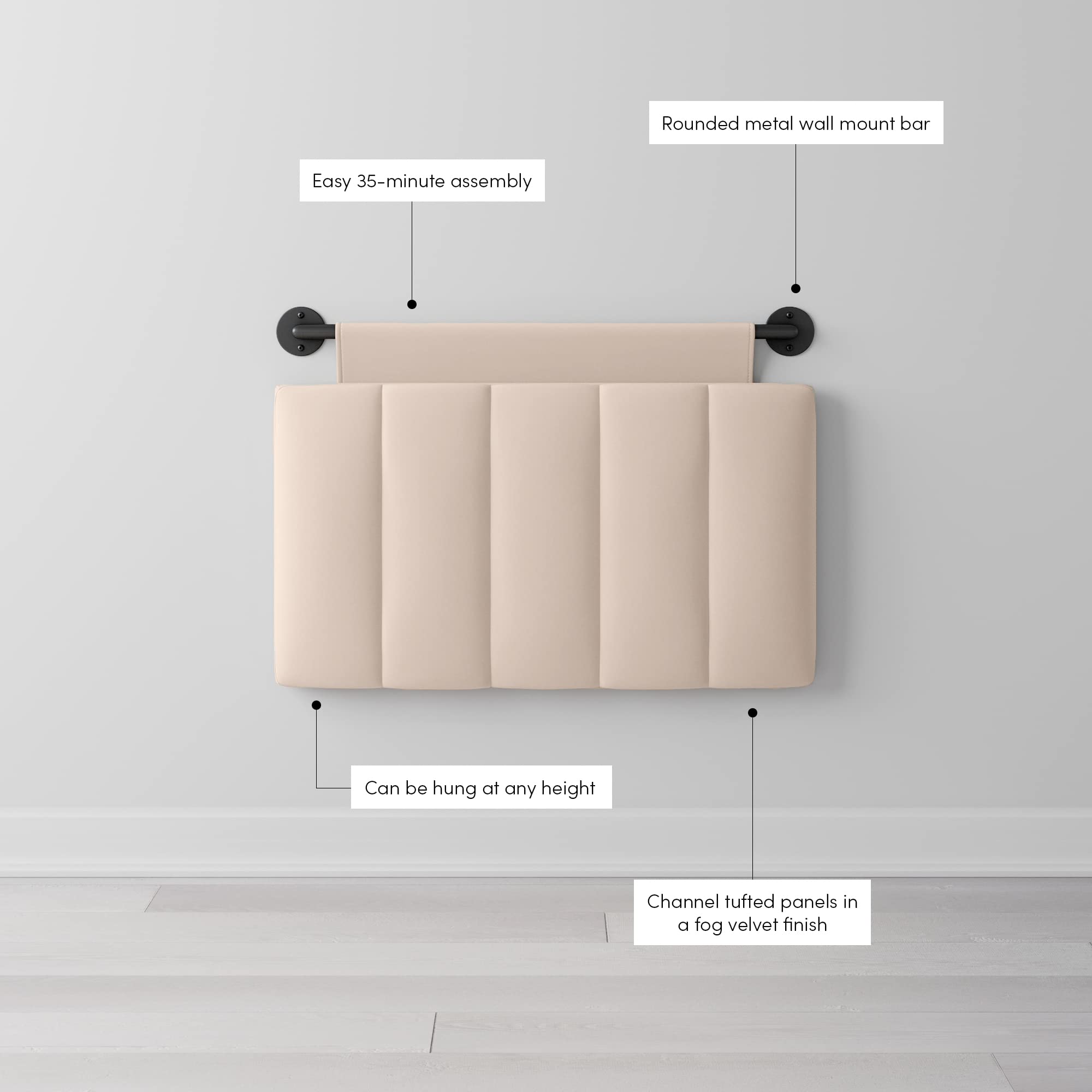 Nathan James Harlow Modern Wall Mount Hanging Headboard, Queen, Brown Faux Leather