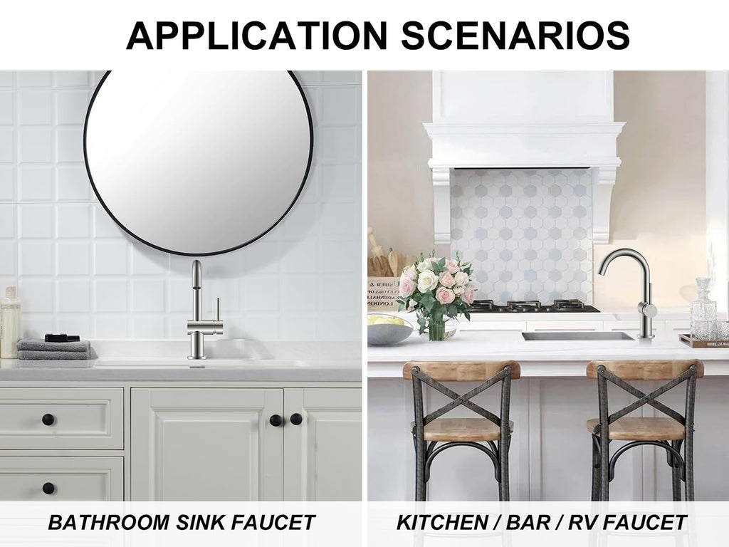 KENES Black and Gold Single Handle Bathroom Sink Faucet, Modern Prep Wet Bar Sink Faucet with Drain Assembly & Deck Plate, Vanity Faucets for Farmhouse RV Camper Utility, KE-9005B-BG