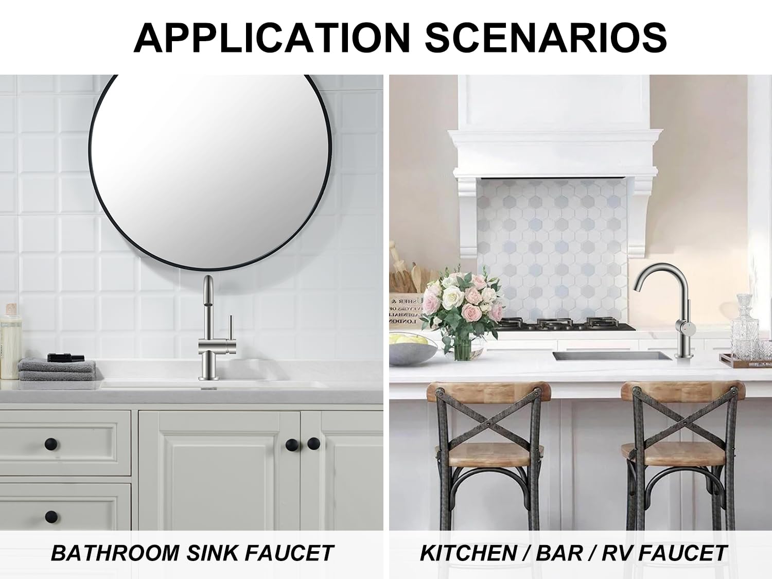 KENES Black and Gold Single Handle Bathroom Sink Faucet, Modern Prep Wet Bar Sink Faucet with Drain Assembly & Deck Plate, Vanity Faucets for Farmhouse RV Camper Utility, KE-9005B-BG