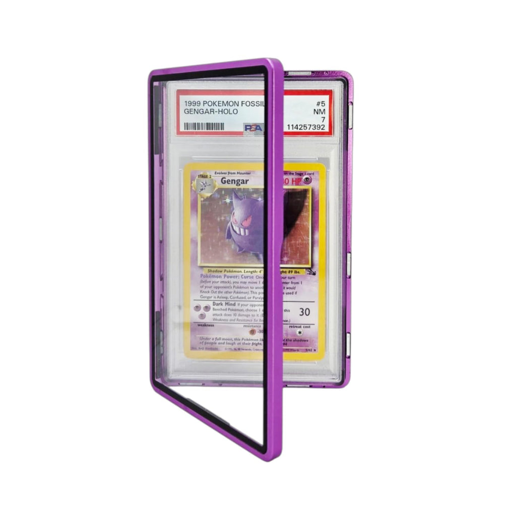 Metal PSA Slab Bumper Case UV Resistant- Safeguard Stackable Magnetic Aluminum Metal Case For Graded Cards (Black)