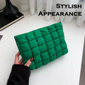 Puffy Quilted Makeup Bag for Women, Cosmetic Bag, Travel Toiletry Organizer Pouch Clutch (Black Flowers)