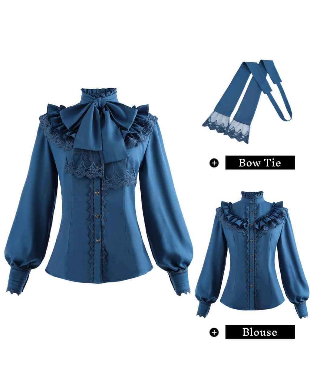Nuoqi Victorian Blouse Womens Gothic Shirt Vintage Long Sleeve Lotus Ruffle Tops