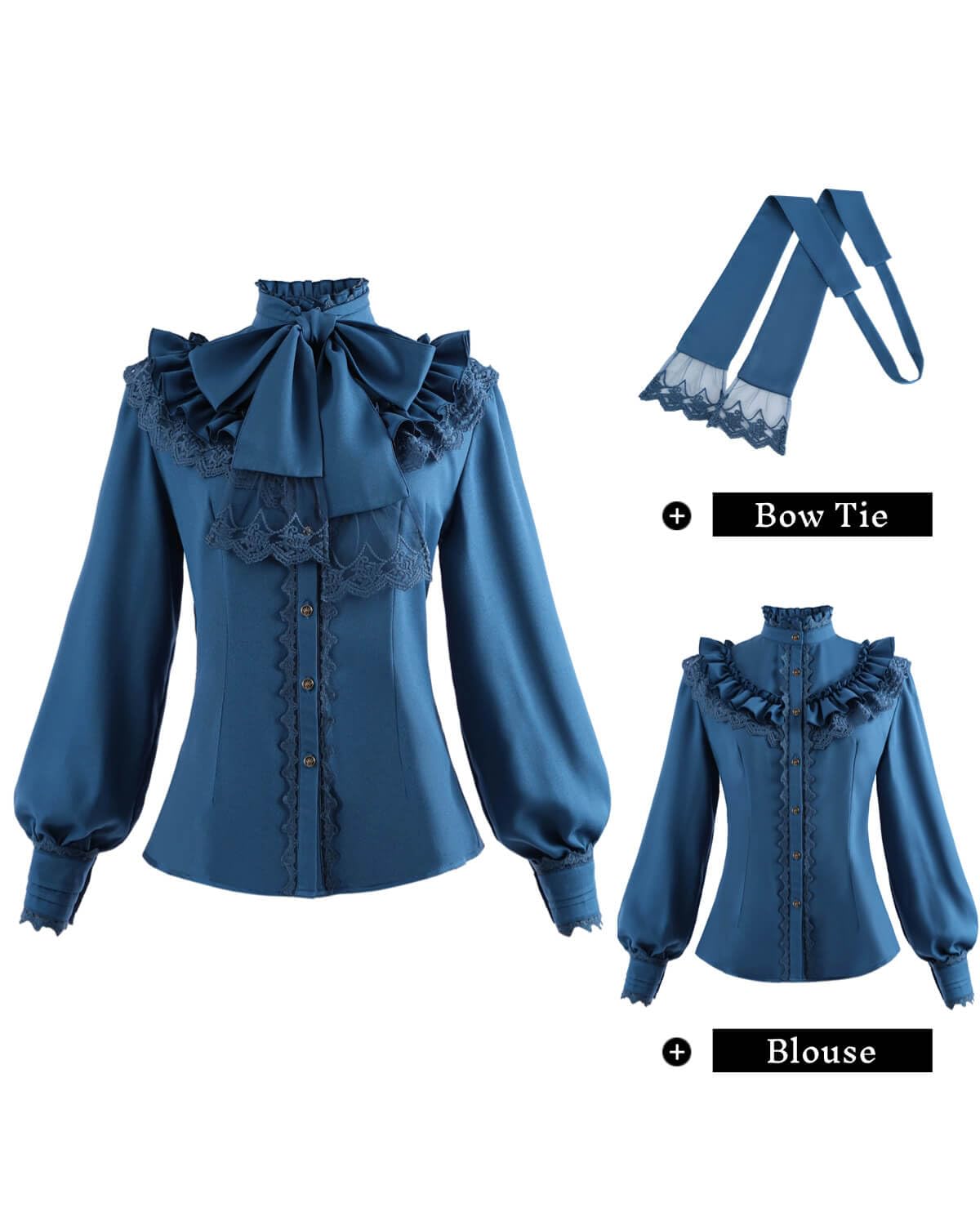 Nuoqi Victorian Blouse Womens Gothic Shirt Vintage Long Sleeve Lotus Ruffle Tops