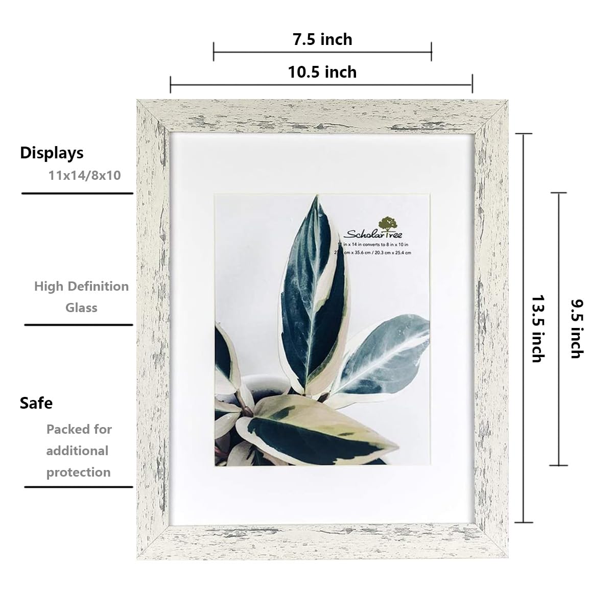 5x7 Picture Frame Gold, Display 5x7 without Mat or 4x6 with Mat, Wall Gallery Photo Frames