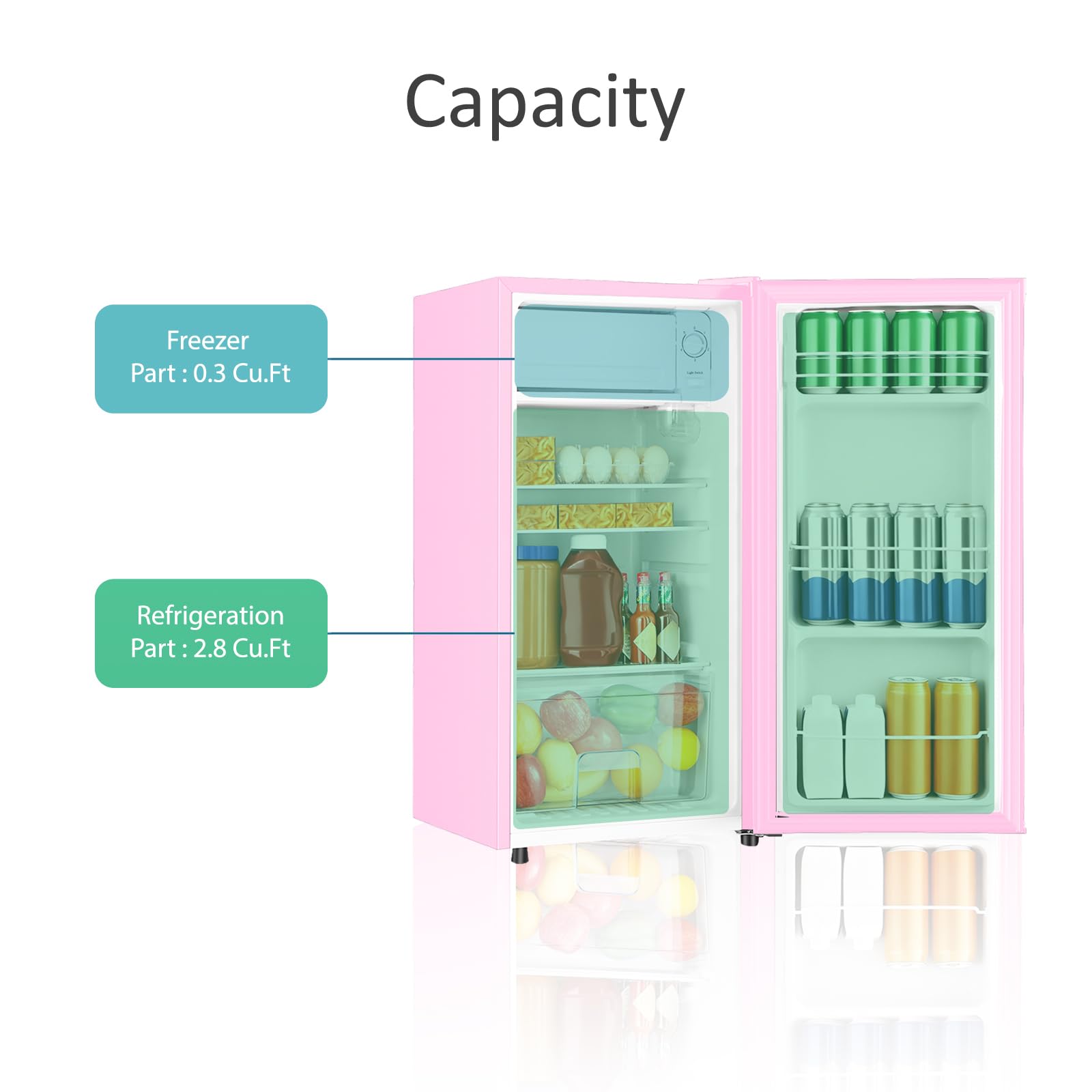 HAILANG 3.1 Cu.Ft Mini Fridge with Freezer, Single Door Mini Refrigerator, 5 Settings Temperature Adjustable, Compact Refrigerator for Apartment,Dorm, Office, Bedroom