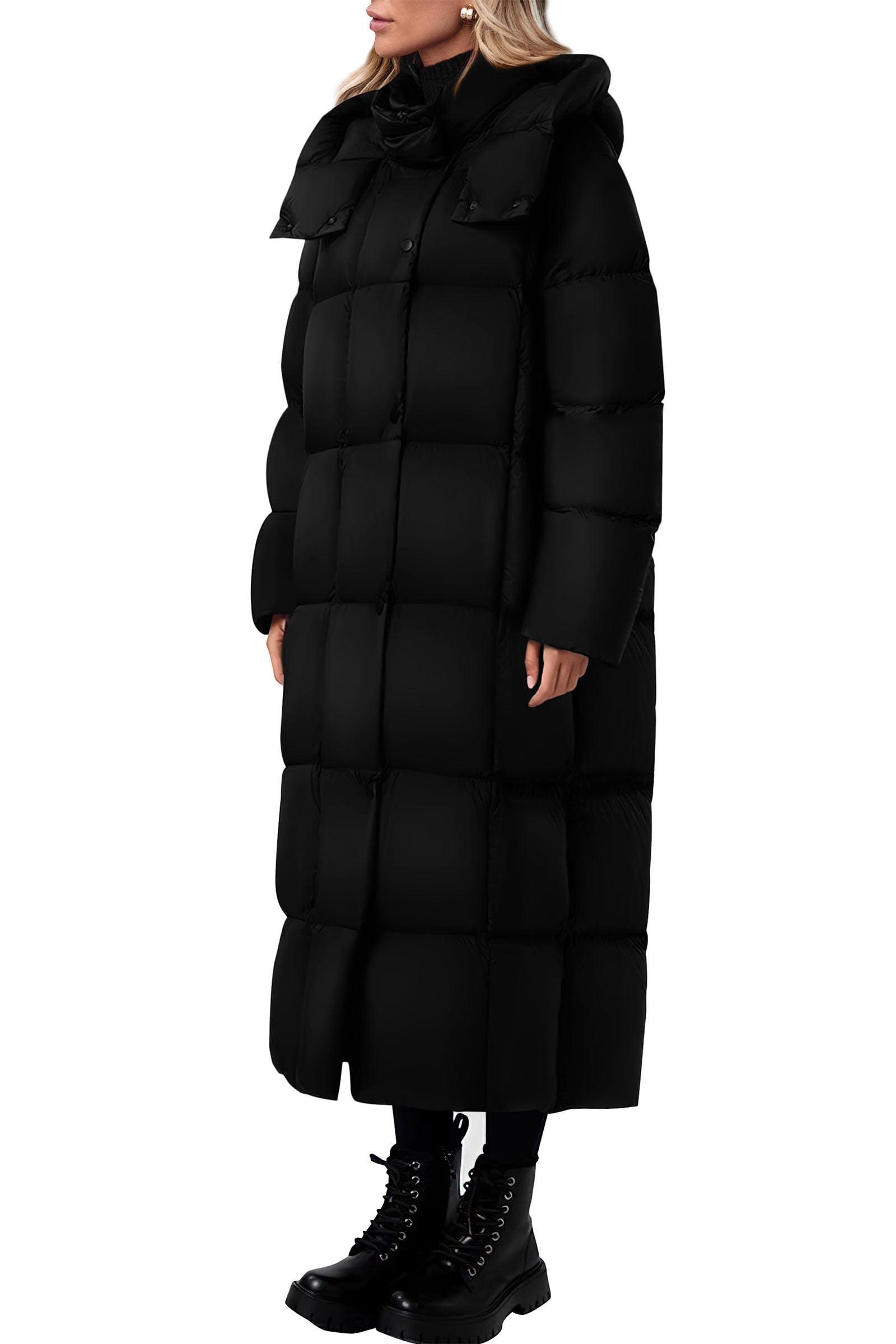 PRETTYGARDEN Women's Winter Long Puffer Coats Hooded Zip Up Casual Thickened Down Jackets Trendy Warm Clothes Outerwear
