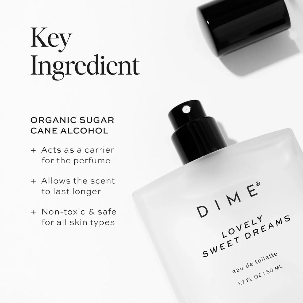 DIME Beauty Lovely Sweet Dreams Travel Perfume, Soft Floral Perfume for Women with Freesia, Vanilla Cream & Amber, Eau de Toilette Spray, Vegan, 0.34 oz / 10 ml