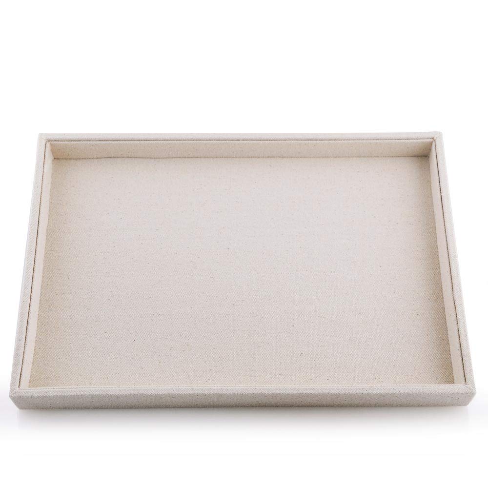 Oirlv linen Jewelry Display Trays Stackable Necklace Bracelet Ring Showcase Display Empty Plate(Pack of 1)