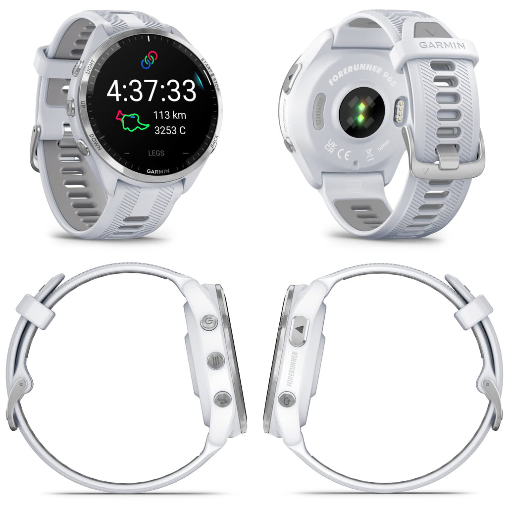 Garmin Forerunner 965 Premium GPS Running and Triathlon 47 mm Smartwatch with AMOLED Touchscreen Display, Carbon Gray DLC Titanium Bezel and Yellow Silicone Band + Black Earbuds Bundle